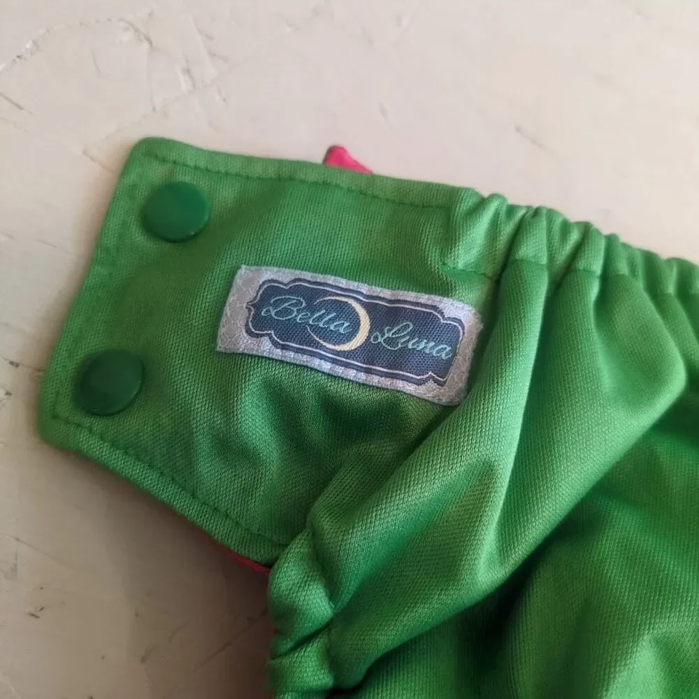 Bella Luna Pocket Cloth Diaper Small Green Pink No Insert